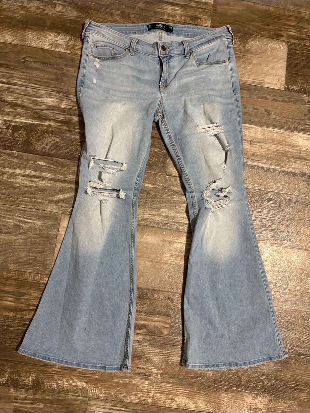 Hollister Light Wash Distressed Flare Jeans - Women's
